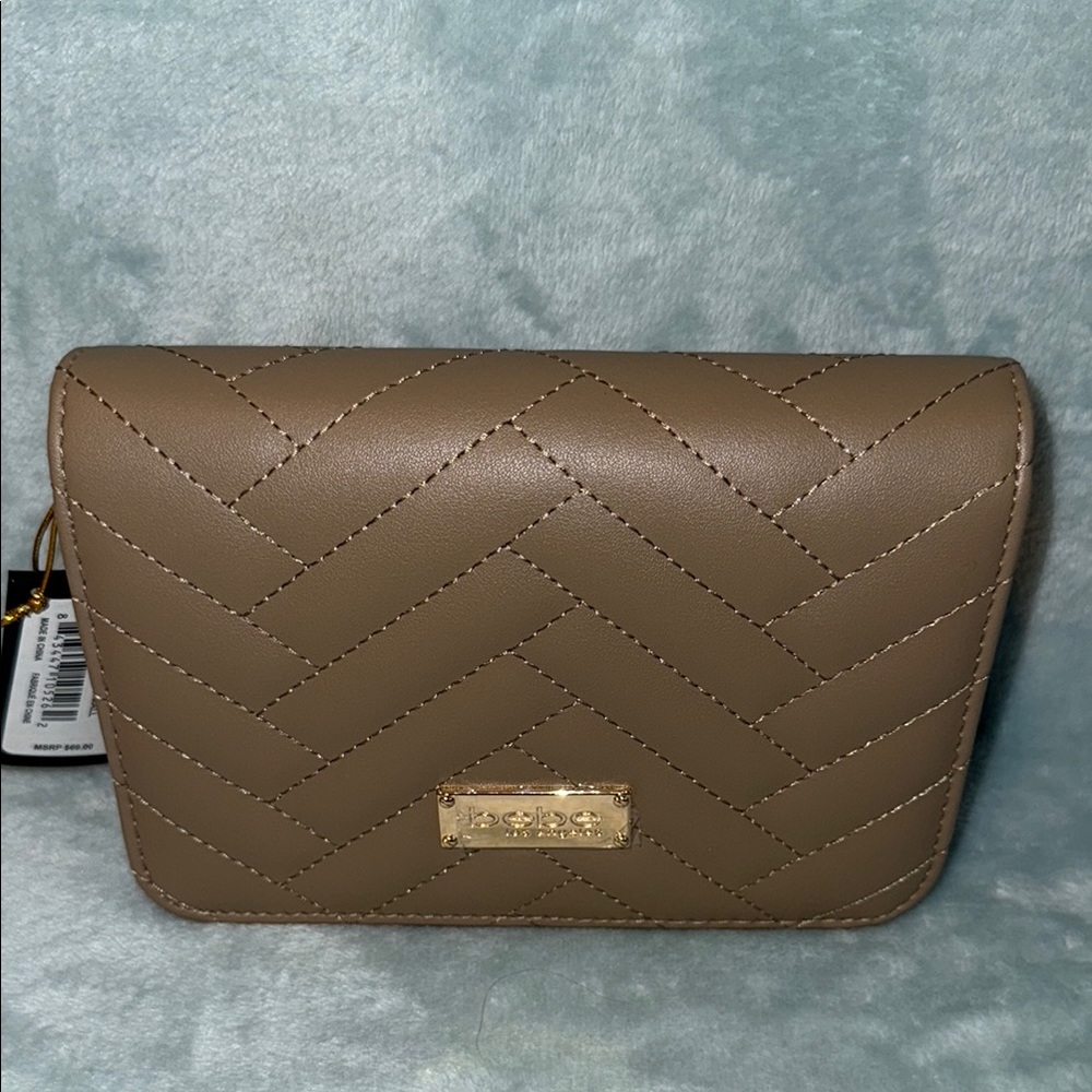 bebe Sophia Crossbody Taupe Quilted Women's Bag